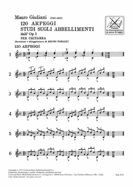 120 Arpeggi. Studi Sugli Abbellimenti Dall'Op.1