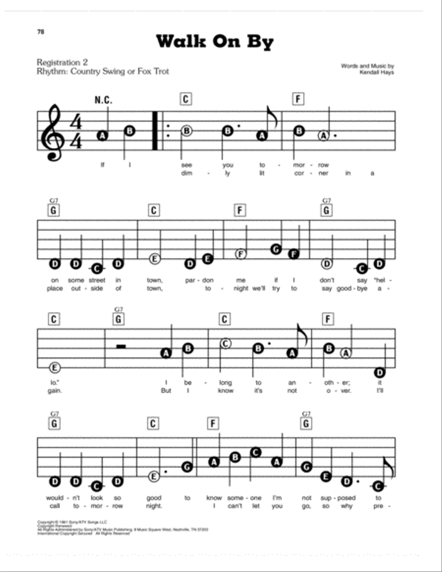 Walk On By Electronic Keyboard scores gallery preview page 1
