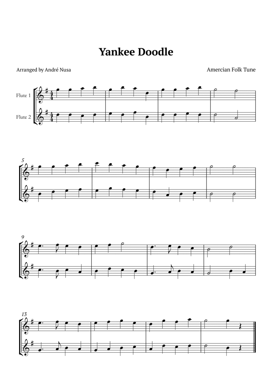 Yankee Doodle Flute Duet scores gallery preview page 1
