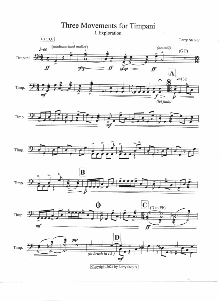 Three Movements for Timpani Percussion scores gallery preview page 1