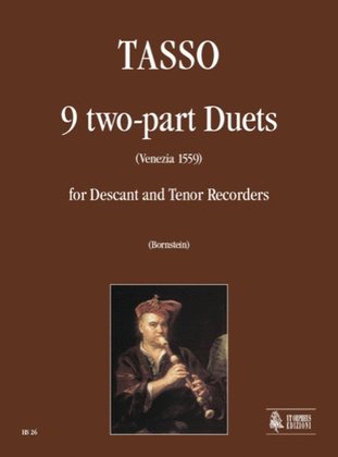 Book cover for 9 Duets (Venezia 1559) for Descant and Tenor Recorders