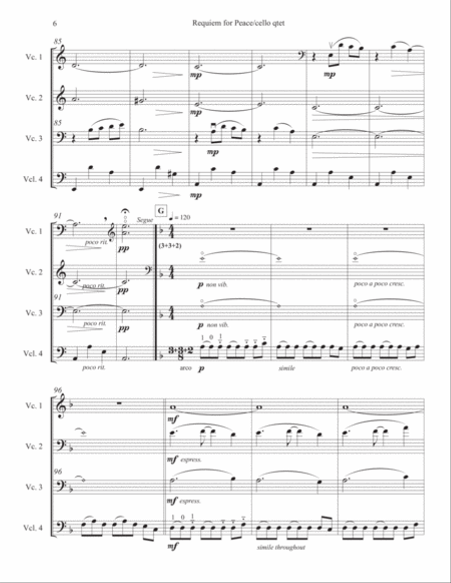 Requiem for Peace (for cello quartet) Cello scores gallery preview page 6