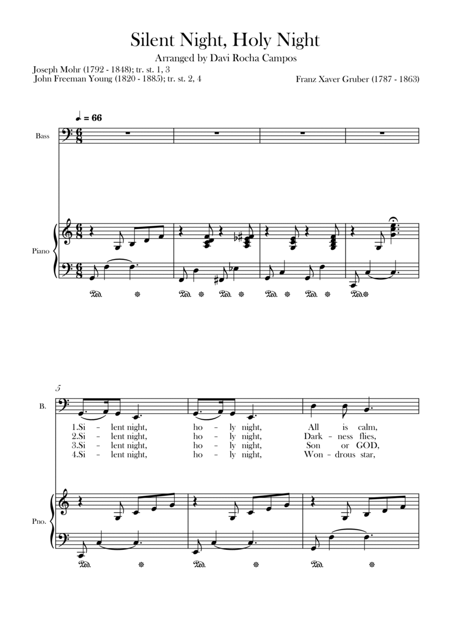 Silent Night, Holy Night Bass Voice scores gallery preview page 1