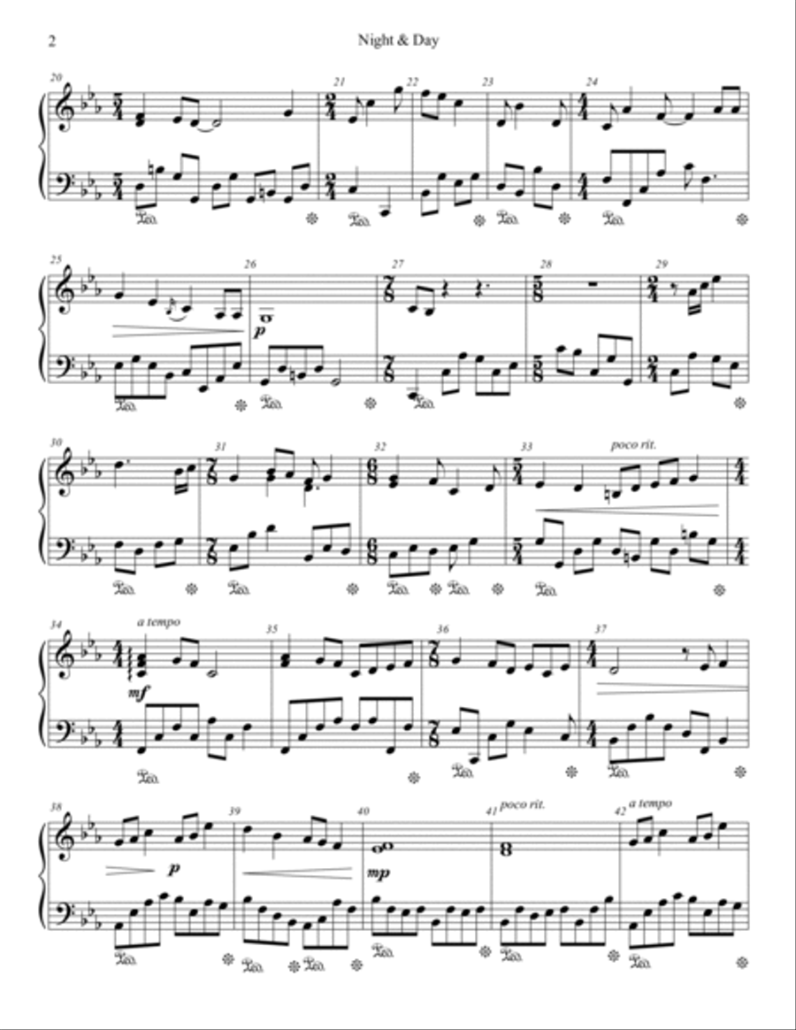 Night & Day Piano Solo scores gallery preview page 2