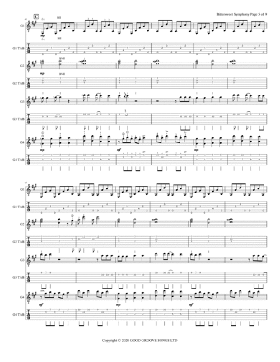Bittersweet Symphony Acoustic Guitar scores gallery preview page 6