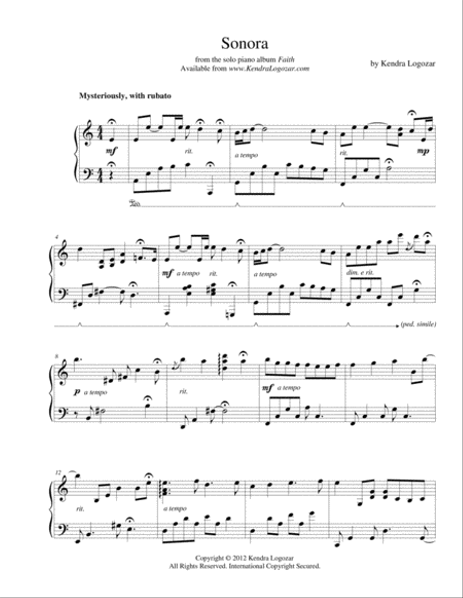 Sonora Sonora Piano Solo scores gallery preview page 1