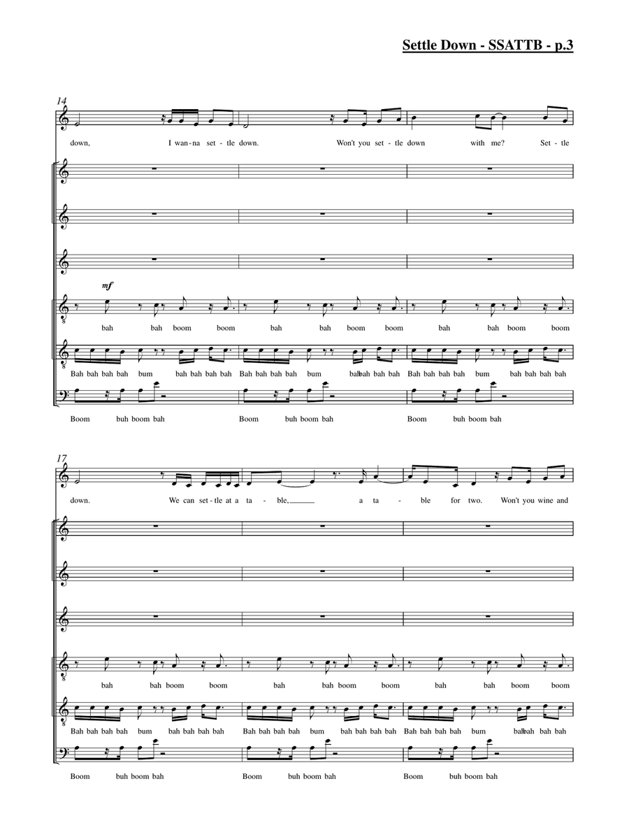 Settle Down 4-Part scores gallery preview page 3