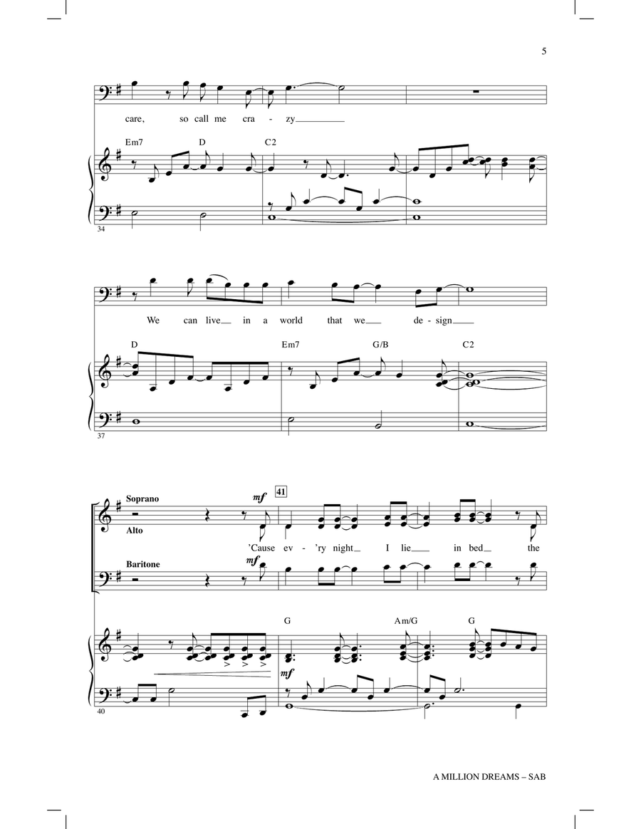 A Million Dreams (from The Greatest Showman) (arr. Mac Huff) 3-Part scores gallery preview page 4