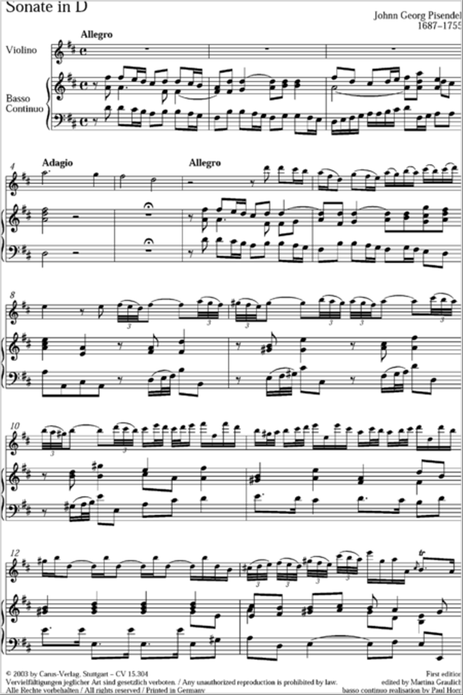 Sonata in D major Violin scores gallery preview page 2