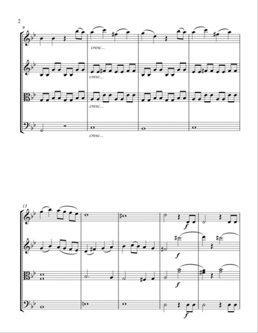 Mozart Symphony No. 40 in G minor, KV. 550 (Mov 1) for String Quartet - Score and Parts String Quartet scores gallery preview page 2