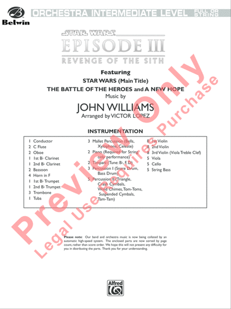 Selections from Star Wars: Episode III Revenge of the Sith Full Orchestra scores gallery preview page 2