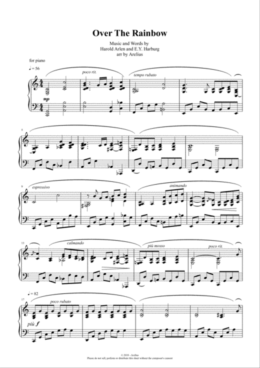 Over The Rainbow Piano Solo scores gallery preview page 1