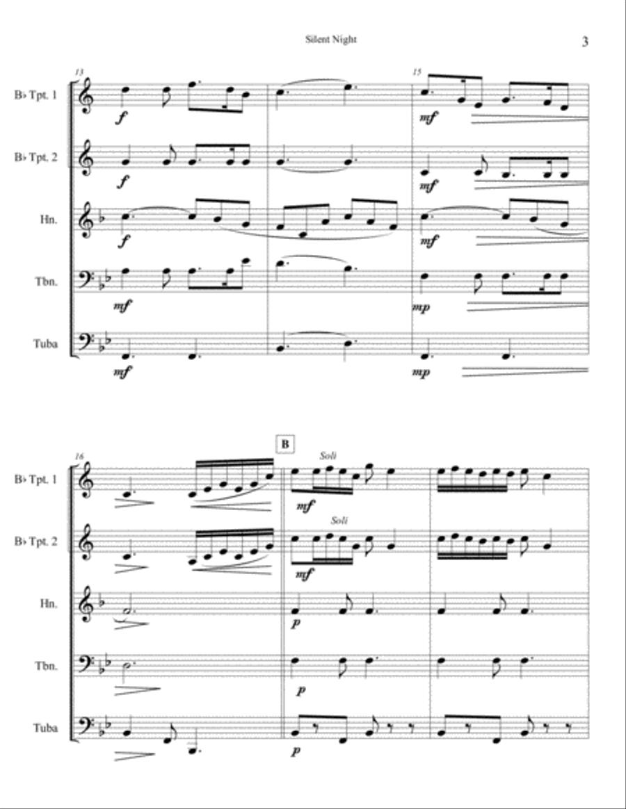 Silent Night Brass Ensemble scores gallery preview page 4
