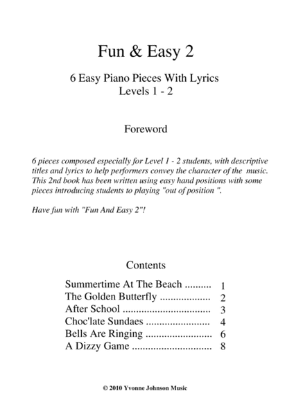 Fun & Easy 2 - 6 Easy Piano Pieces With Lyrics Levels 1 - 2 image number null