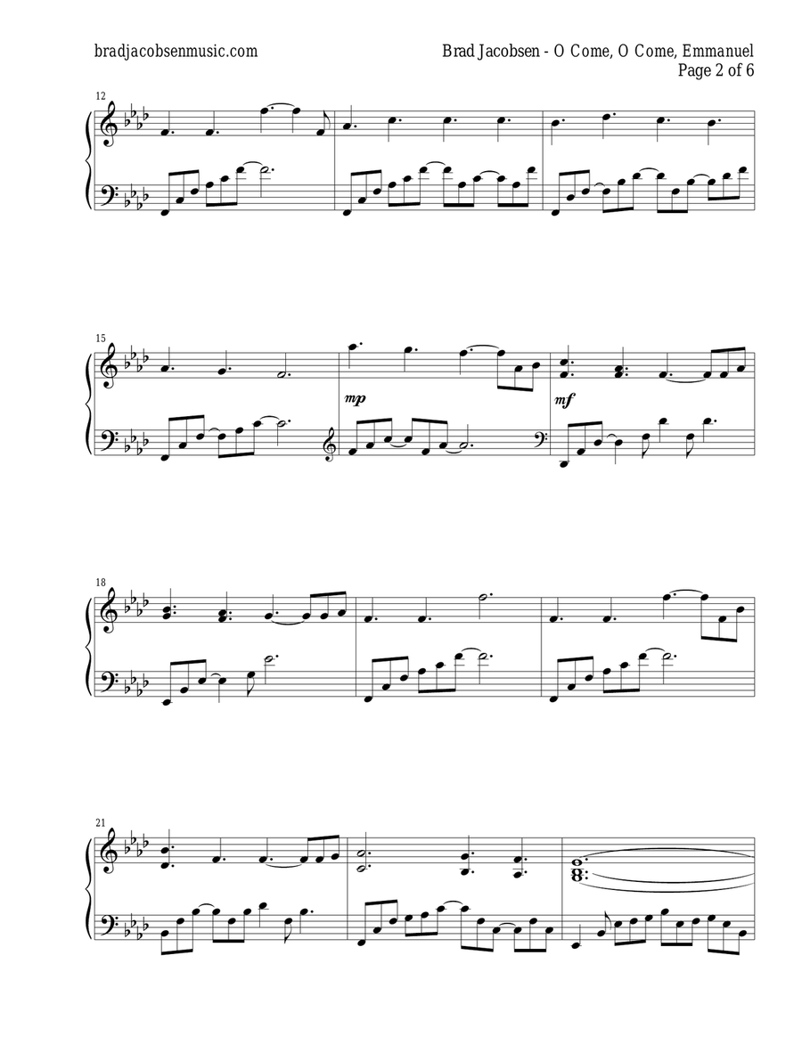 O Come, O Come, Emmanuel Piano Solo scores gallery preview page 2