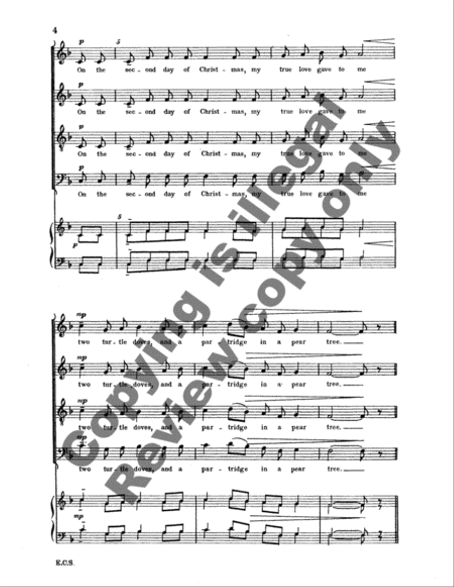 The Twelve Days of Christmas 4-Part scores gallery preview page 4