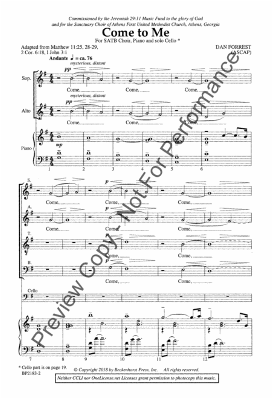Come to Me 4-Part scores gallery preview page 3