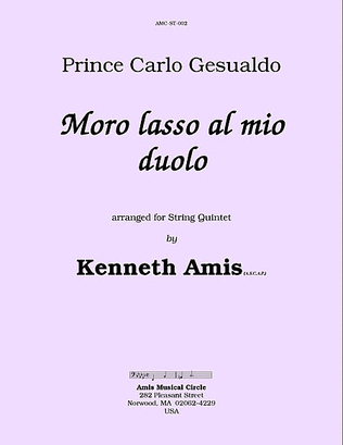 Book cover for Moro lasso al mio duolo (for string quintet)