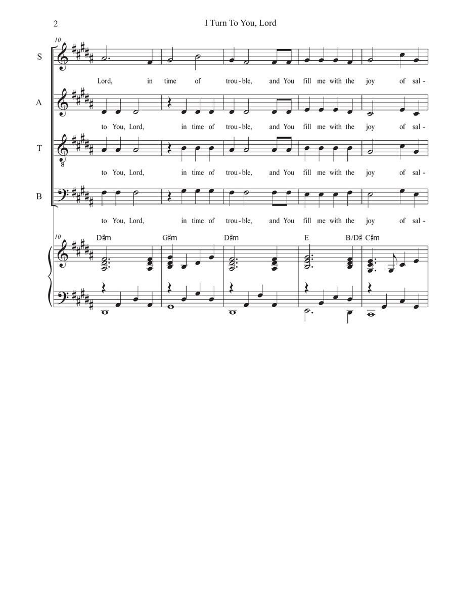 I Turn To You, Lord (SATB) 4-Part scores gallery preview page 2