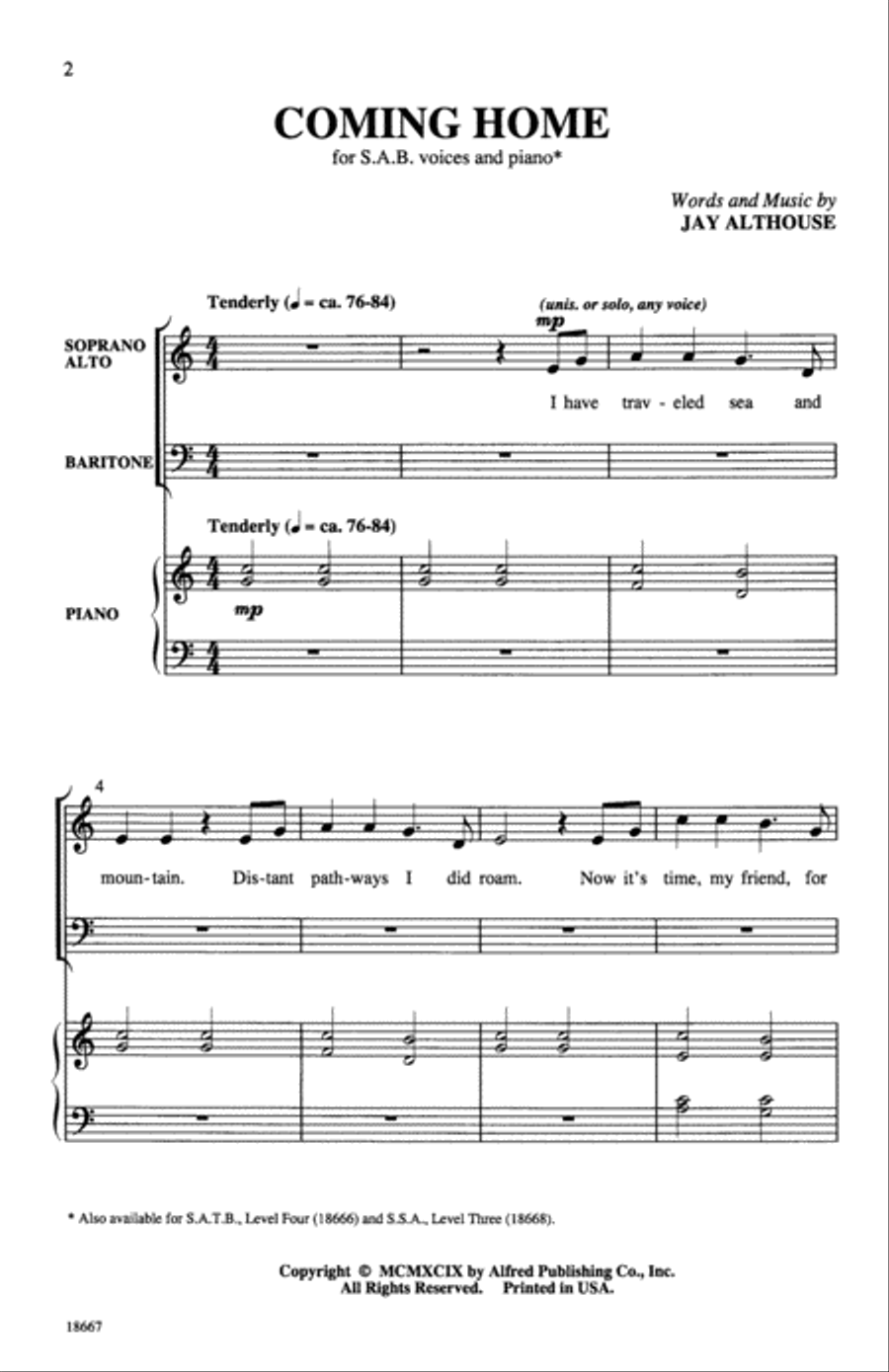 Coming Home Choir scores gallery preview page 1