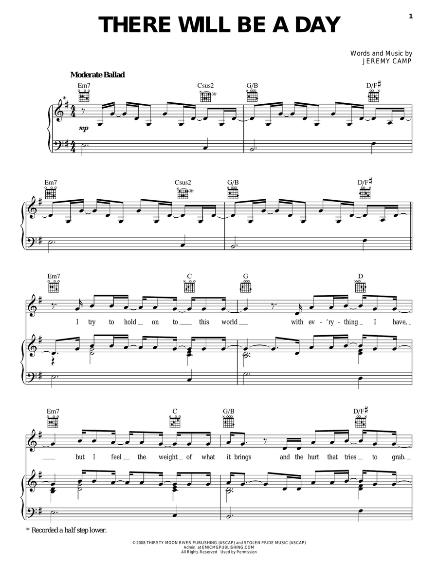 There Will Be A Day Piano, Vocal, Guitar scores gallery preview page 1