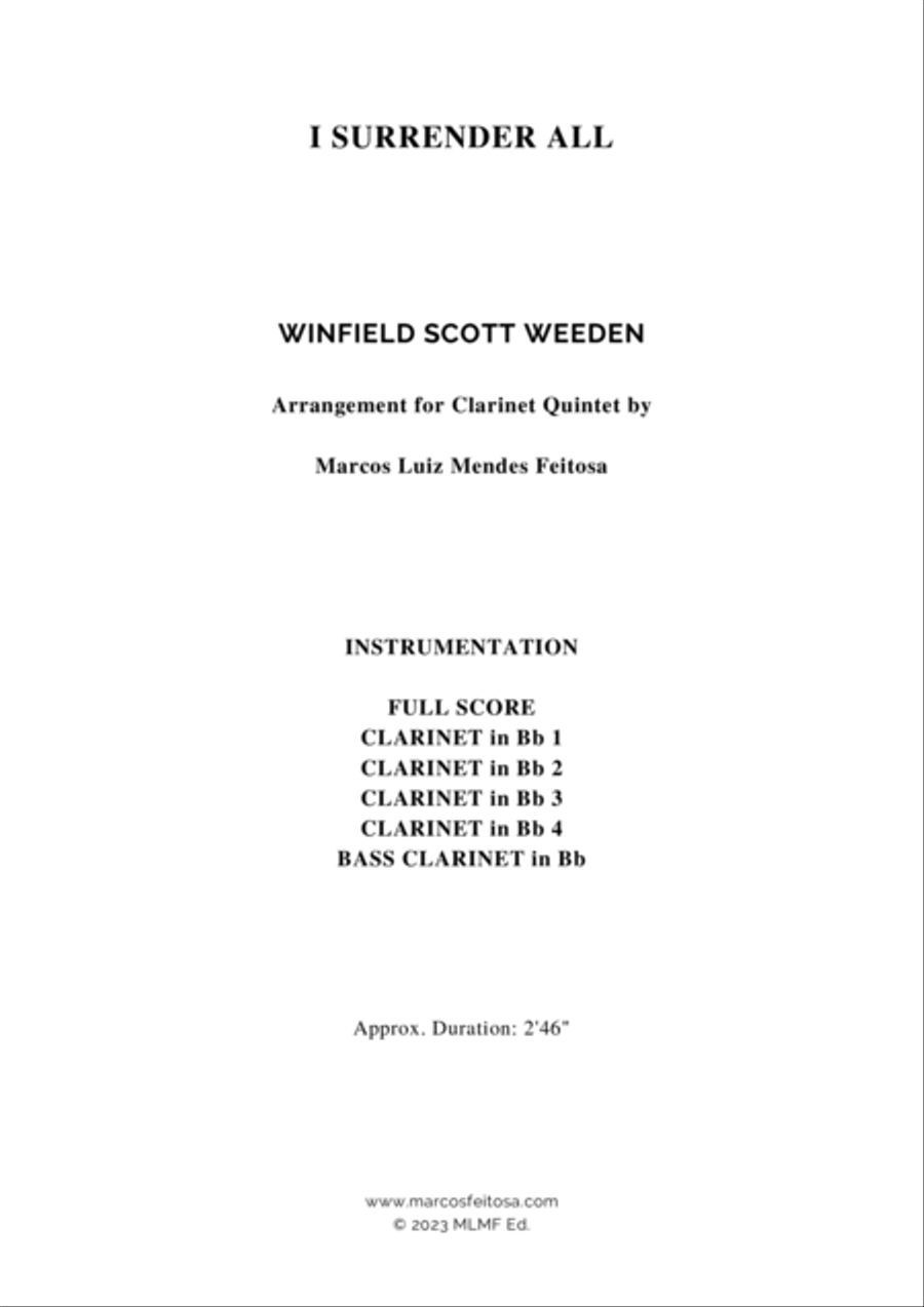 I Surrender All (Tudo Entregarei) - Clarinet Quintet Clarinet Quintet scores gallery preview page 2