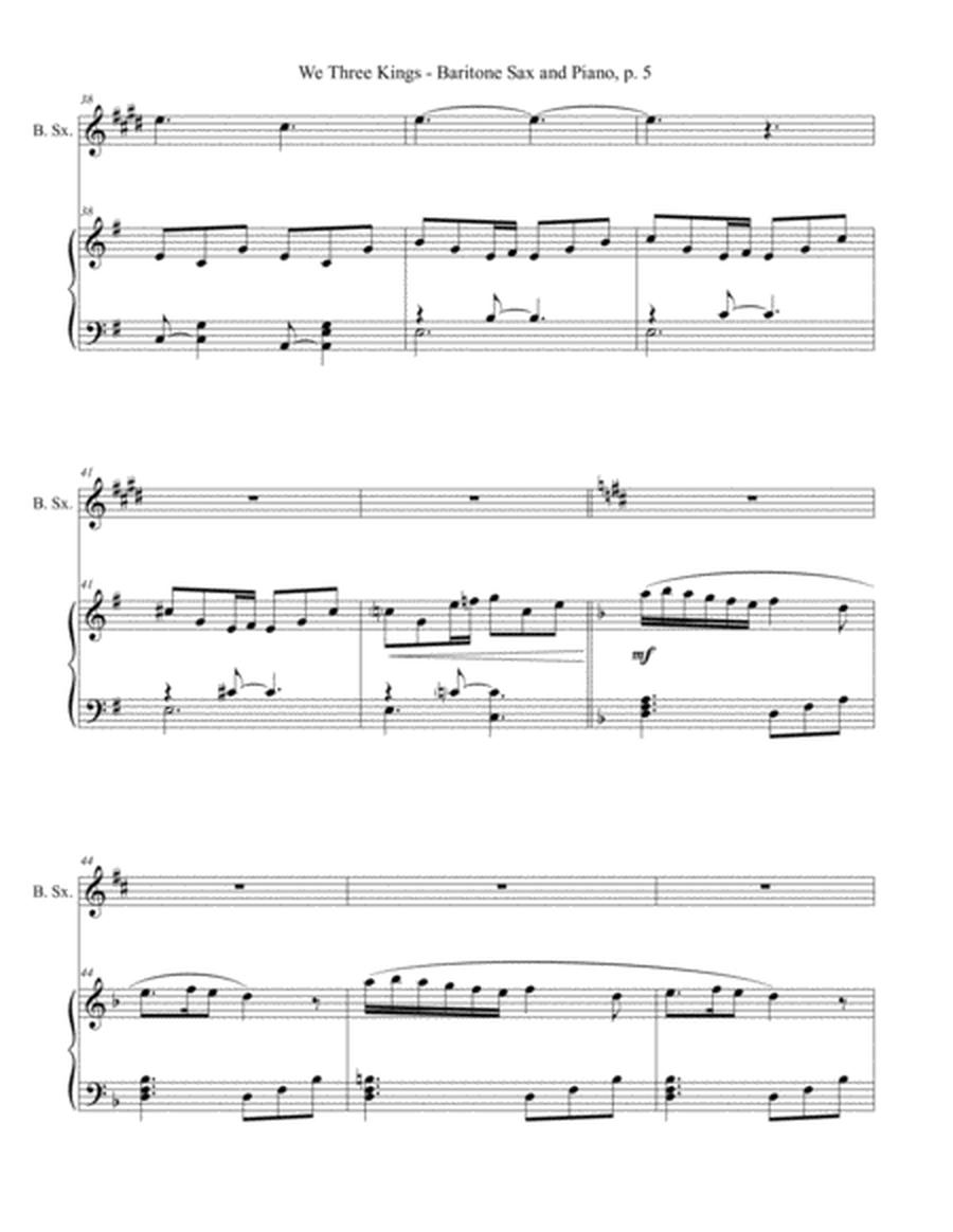 WE THREE KINGS (for Baritone Sax and Piano - Score and Part included) image number null