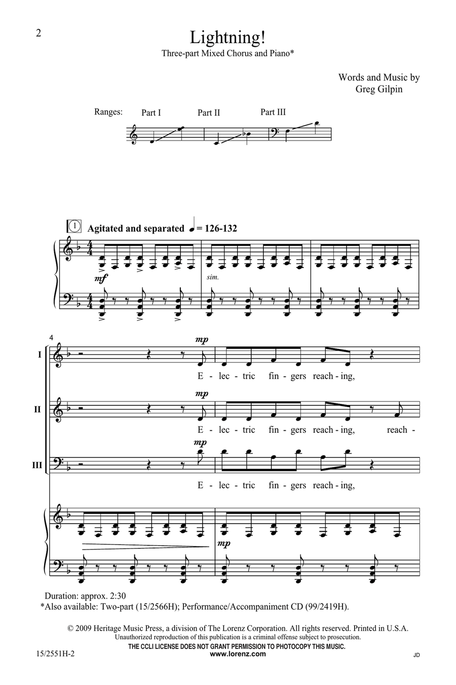 Lightning! (Digital Download) Choir scores gallery preview page 2