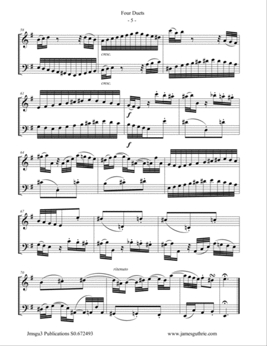Bach: Four Duets for Bass Flute & Cello Flute scores gallery preview page 5