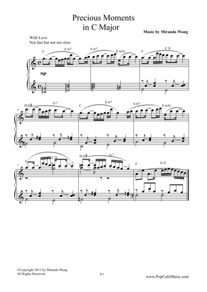 Precious Moments in C Key - Wedding Piano Music image number null
