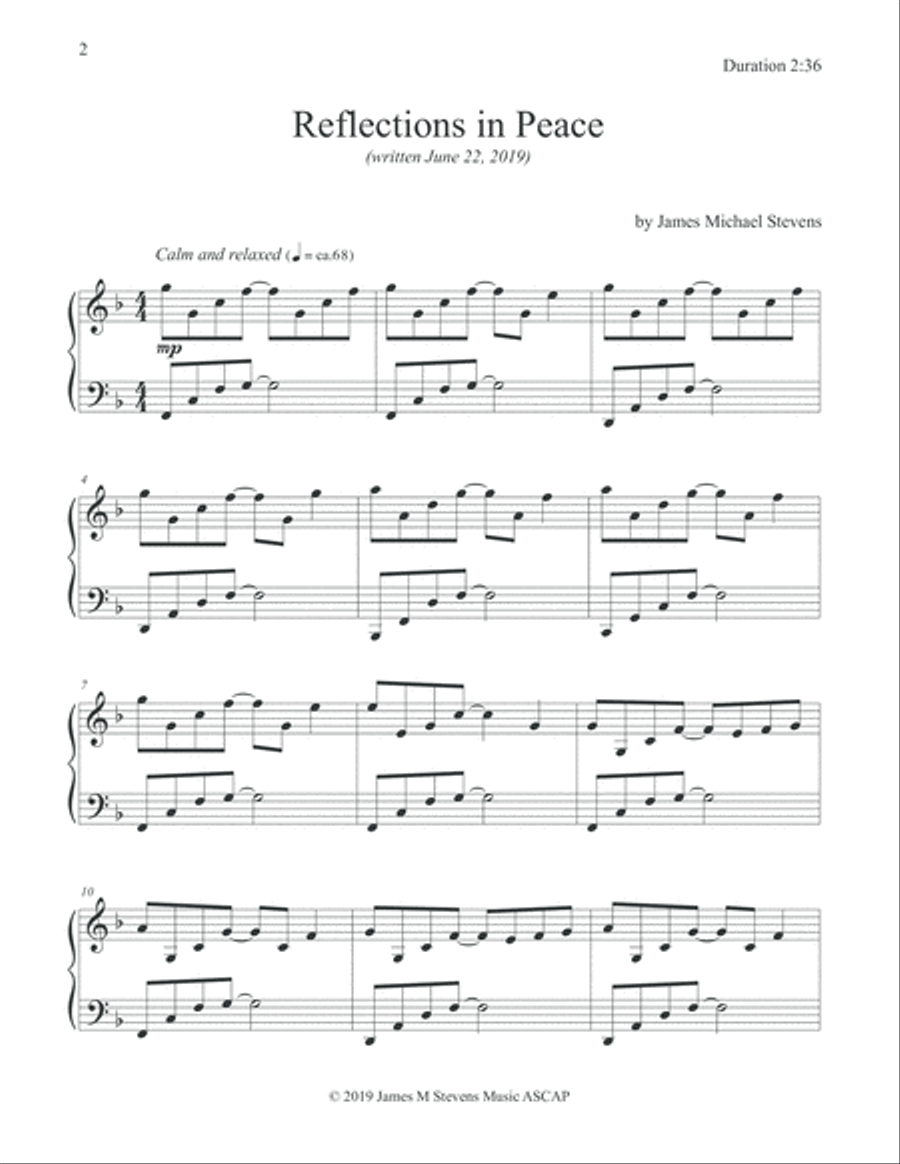 Reflections in Peace Reflections in Peace Piano Solo scores gallery preview page 2