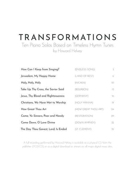 Transformations: Ten Piano Solos Based on Timeless Hymn Tunes image number null