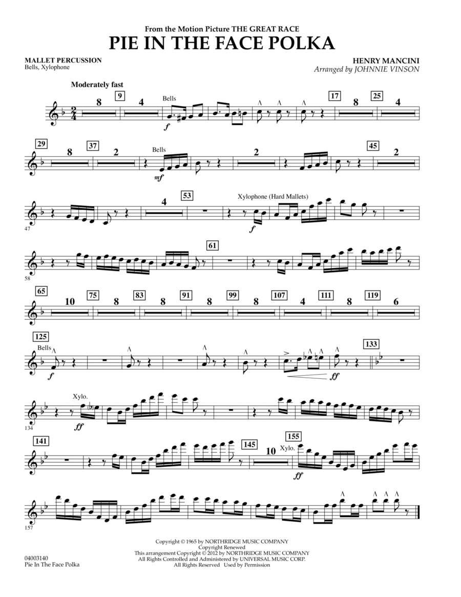 Pie In The Face Polka - Mallet Percussion Concert Band scores gallery preview page 1