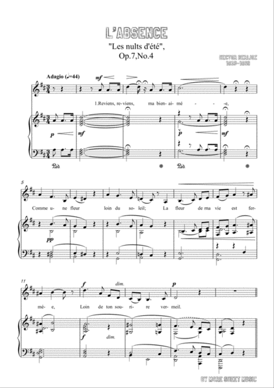 Berlioz-L'absence in D Major,for voice and piano Berlioz-L'absence in D Major,for voice and piano Voice Solo scores gallery preview page 3