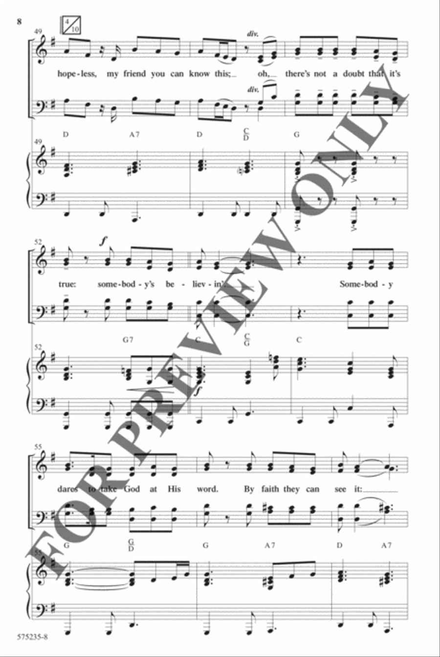 Somebody's Believing - Anthem Choir scores gallery preview page 8