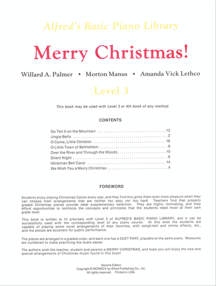 Alfred's Basic Piano Course Merry Christmas!, Level 3 Piano Method scores gallery preview page 2