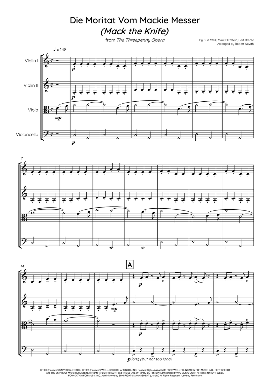 Mack The Knife String Quartet scores gallery preview page 1