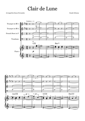 Clair de Lune by Debussy - Brass Quartet with Piano and Chord Notation