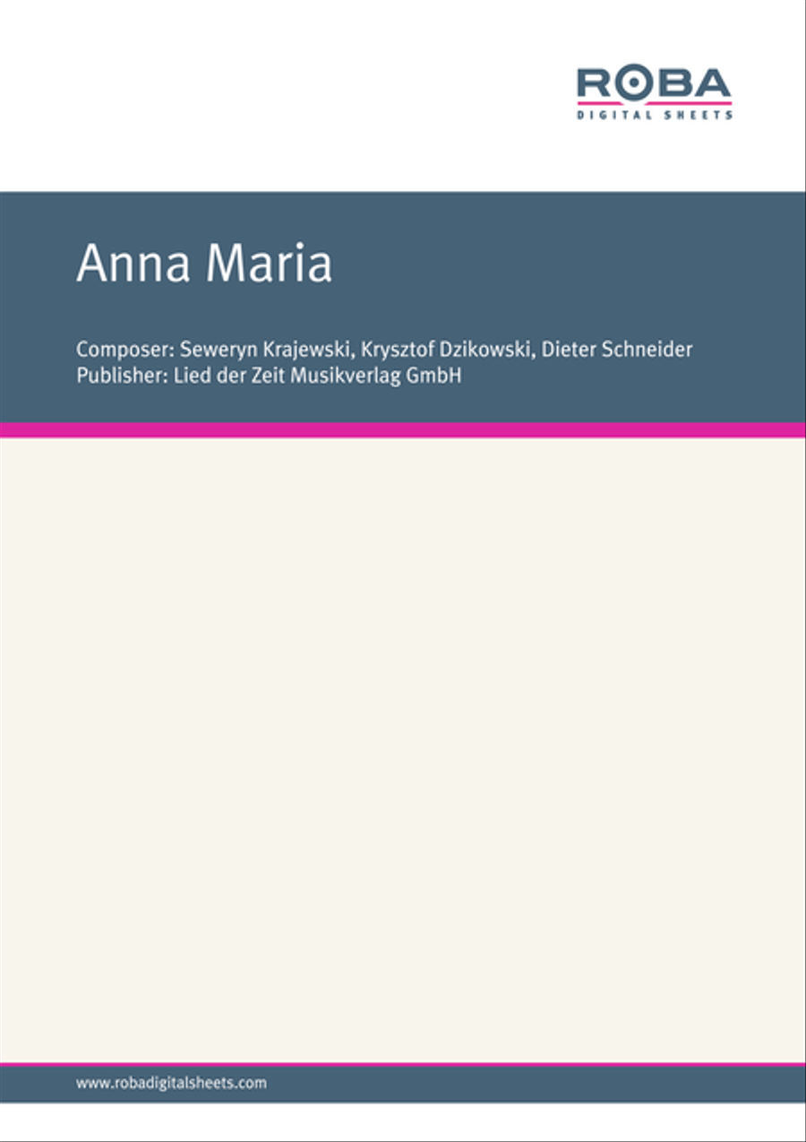 Anna Maria Piano, Vocal, Guitar scores gallery preview page 1