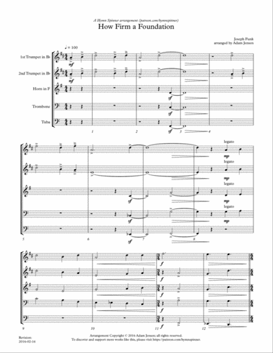 How Firm a Foundation Brass Ensemble scores gallery preview page 2