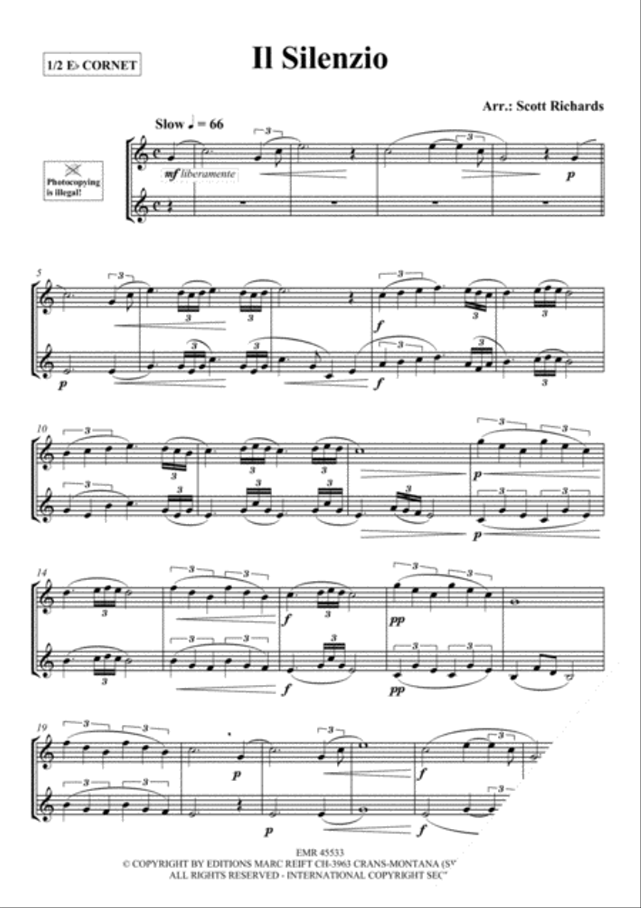Il Silenzio Cornet scores gallery preview page 3