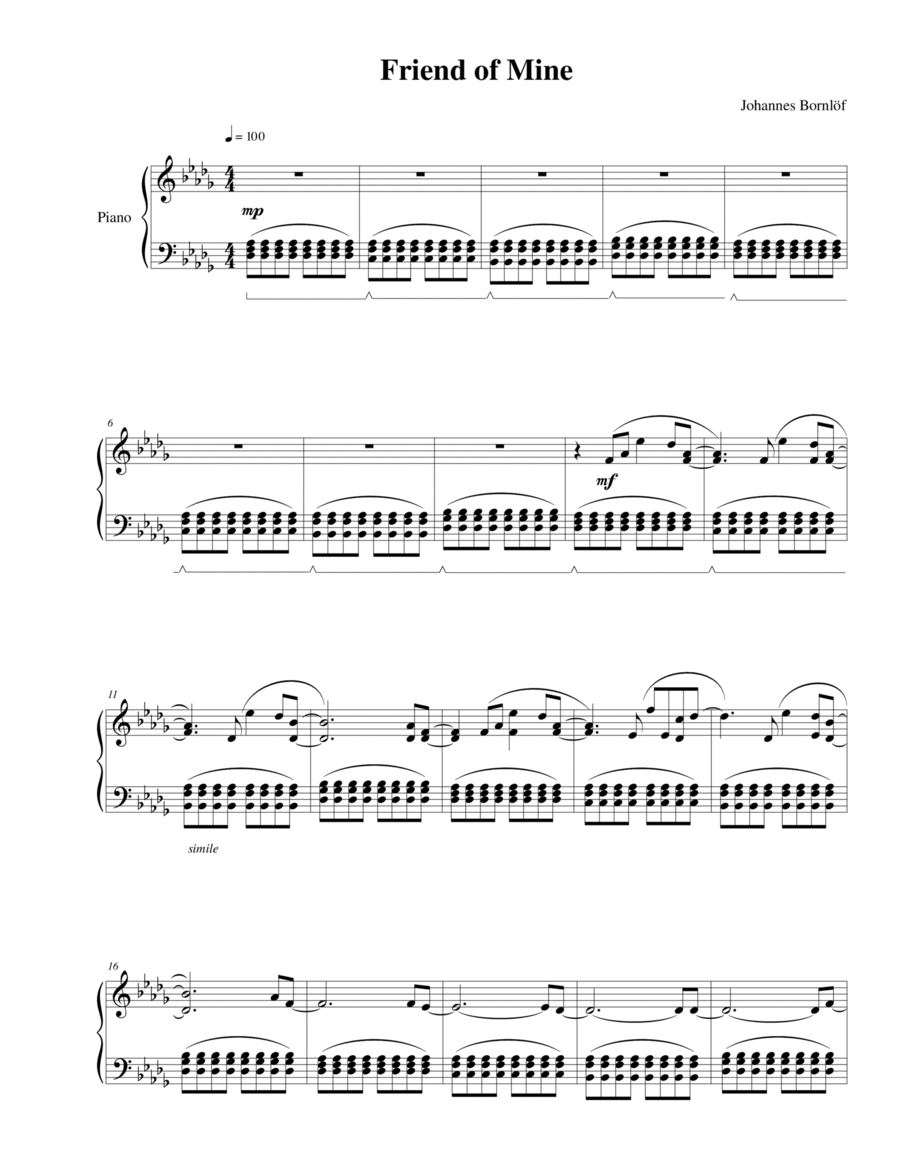 Friend of Mine Piano, Vocal, Guitar scores gallery preview page 1