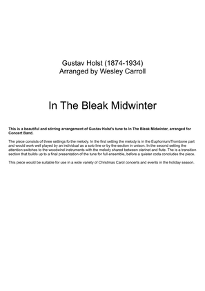 Book cover for In The Bleak Midwinter for Concert Band