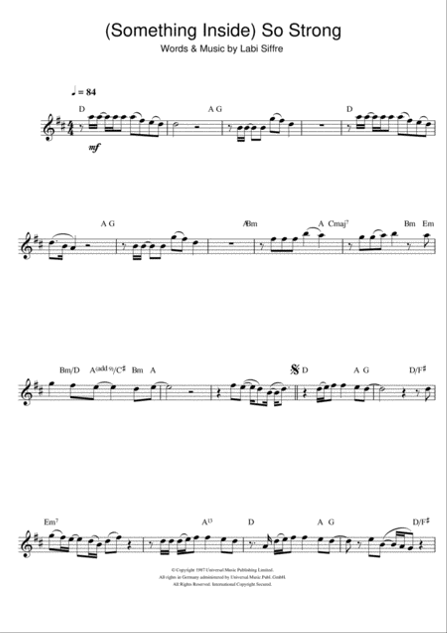 (Something Inside) So Strong Flute Solo scores gallery preview page 1