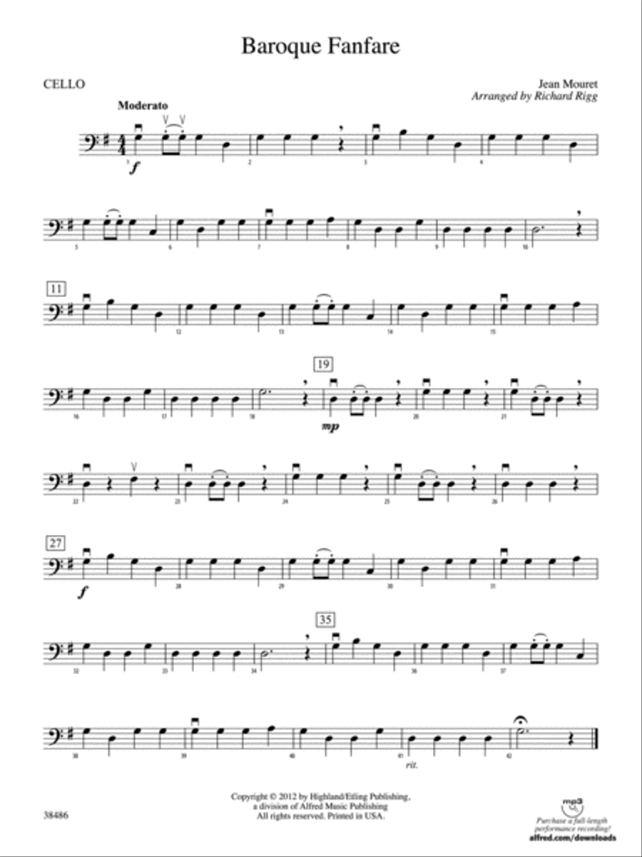 Baroque Fanfare: Cello Baroque Fanfare: Cello String Orchestra scores gallery preview page 1
