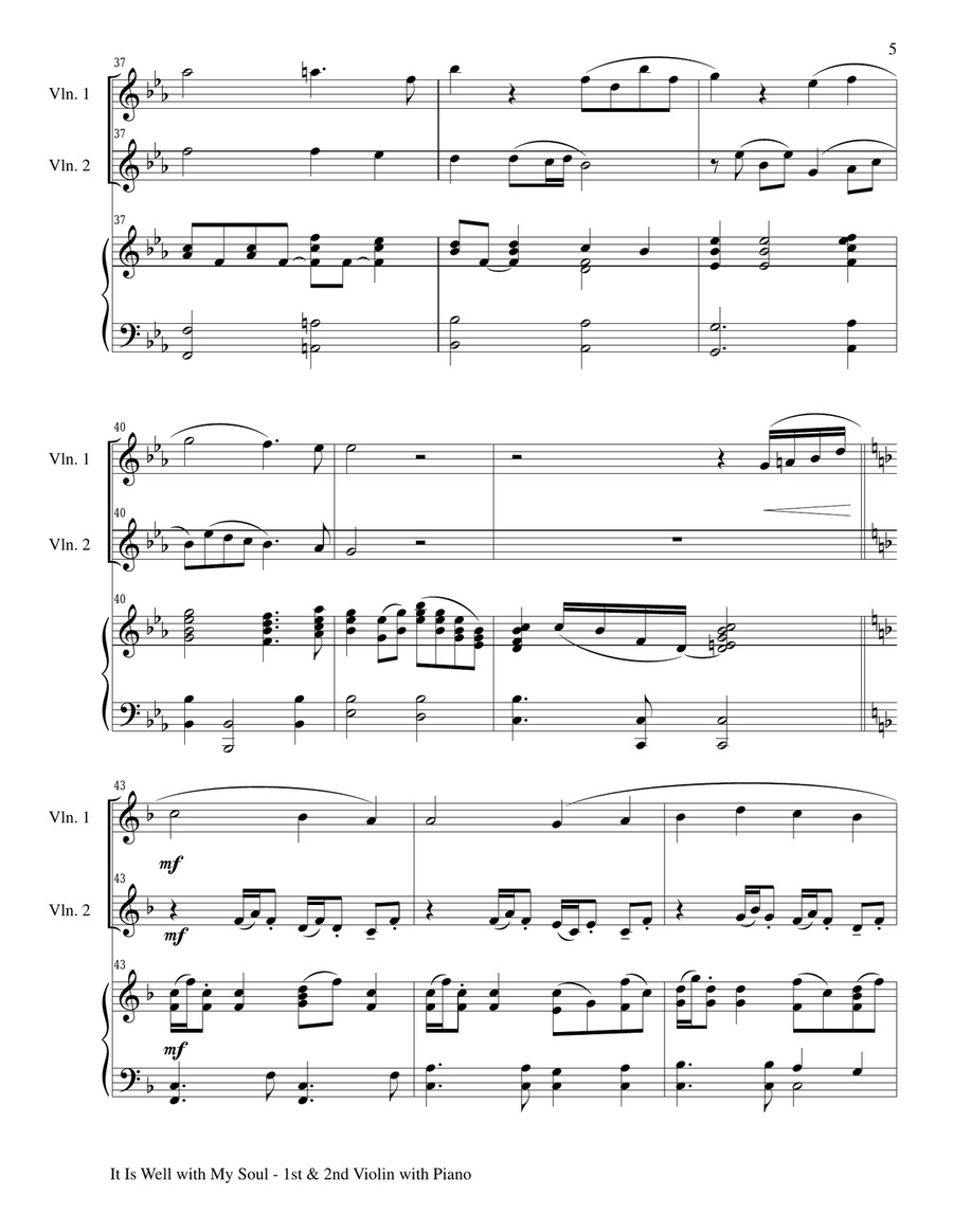 IT IS WELL WITH MY SOUL (Trio - 1st Violin, 2nd Violin, Piano with Score and Parts) Piano Trio scores gallery preview page 5