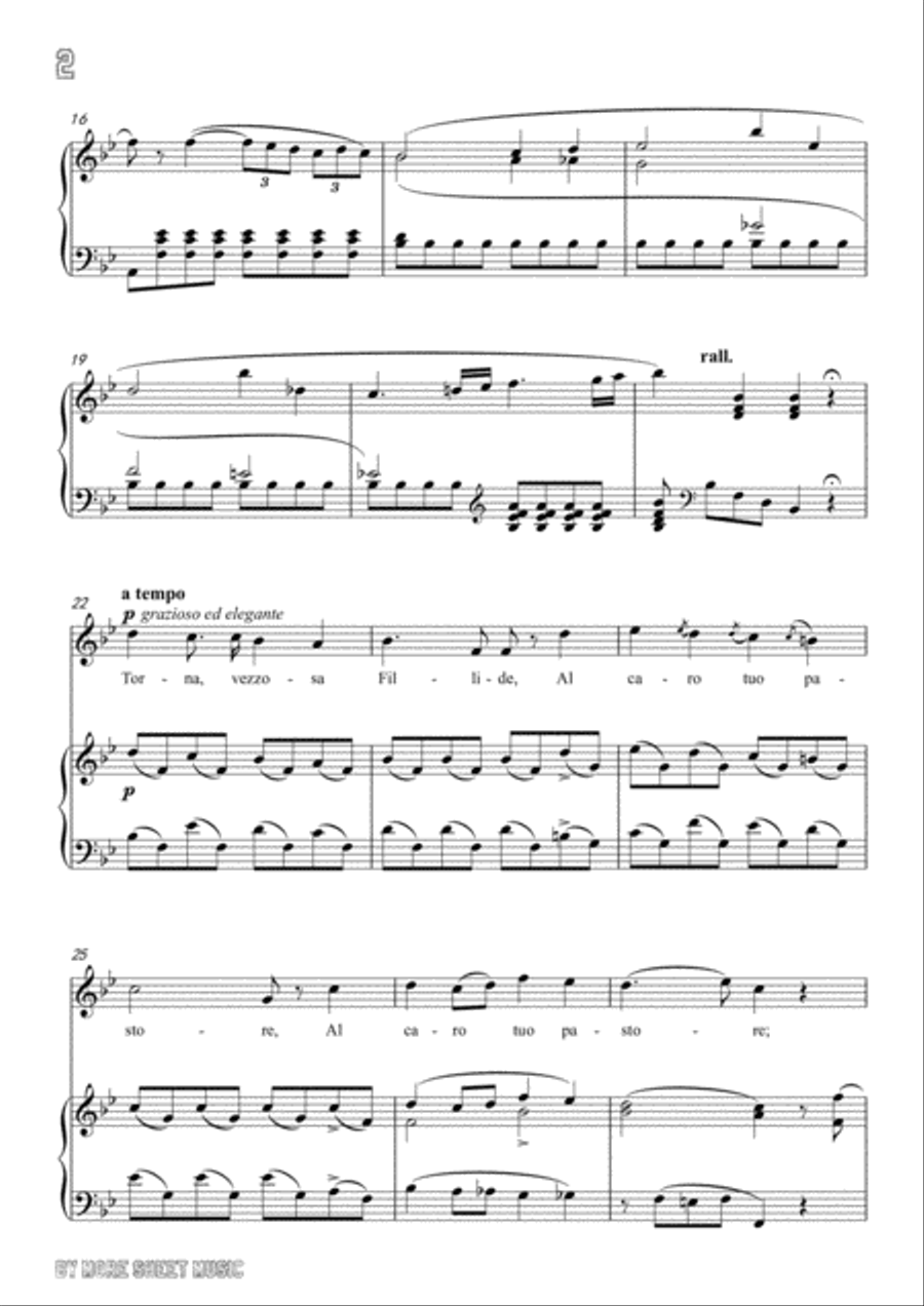 Bellini-Torna,vezzosa fillide in B flat Major,for voice and piano Voice Solo scores gallery preview page 4