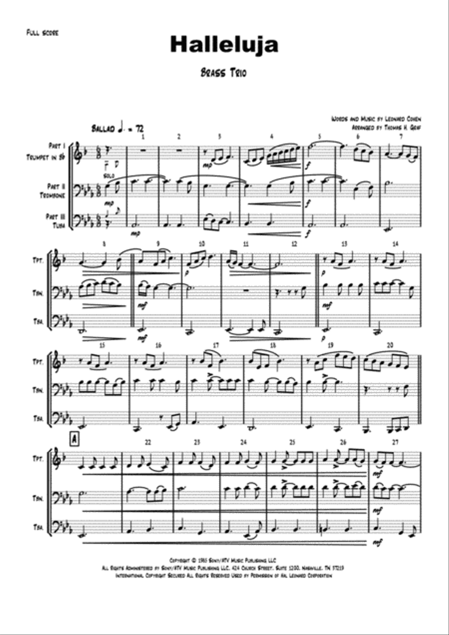 Hallelujah Horn scores gallery preview page 1