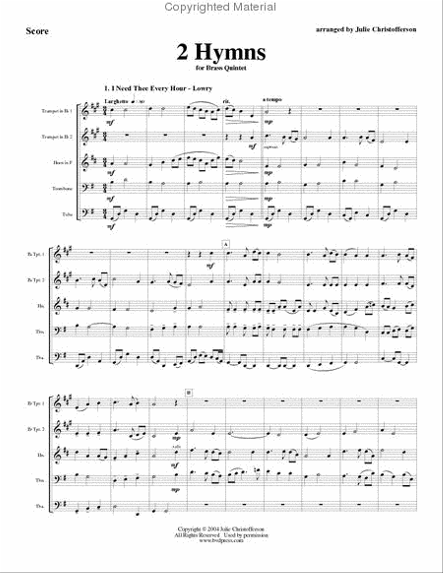 2 Hymns 2 Hymns Brass Quintet scores gallery preview page 2