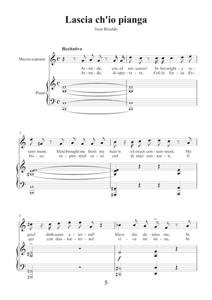 Mezzo Soprano Arias by George Frideric Handel, transcription for mezzo soprano and piano